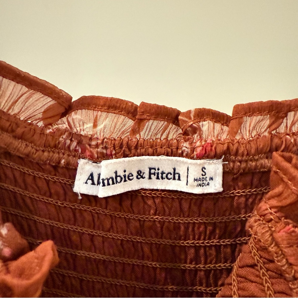 Abercrombie Rust/Brown Midi Dress with Ruffles - Picture 3 of 3